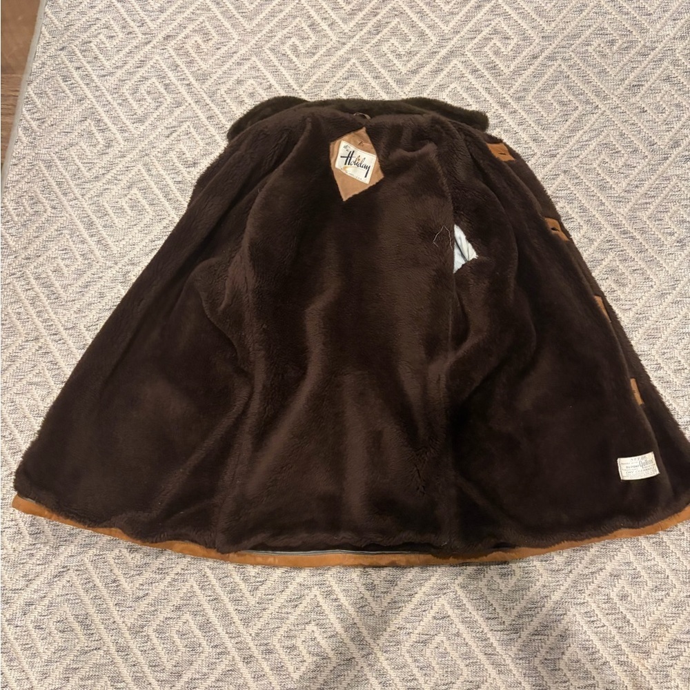 Vintage Holiday Suede & Shearling Coat | Treated Suede | Boston, Mass. - Picture 5 of 12